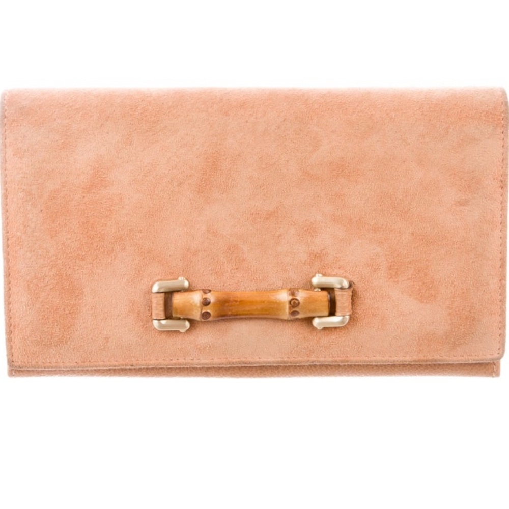 Authentic Gucci Vintage Suede Bamboo Wallet